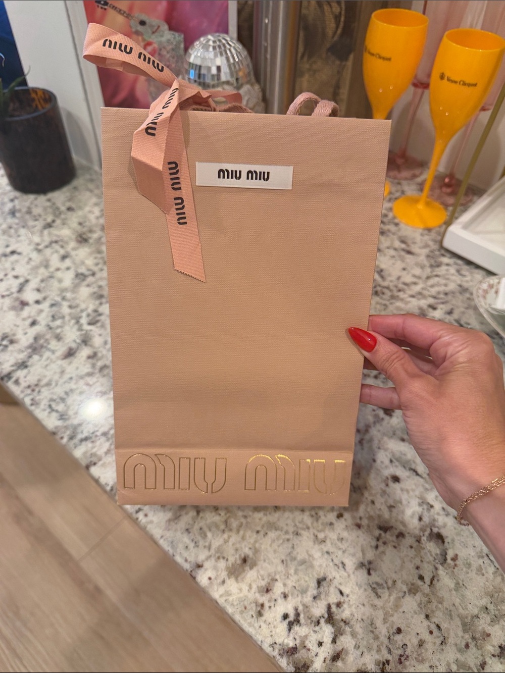 Miu Miu Dusty Pink Branded Gift Bag with Ribbon - BAG ONLY